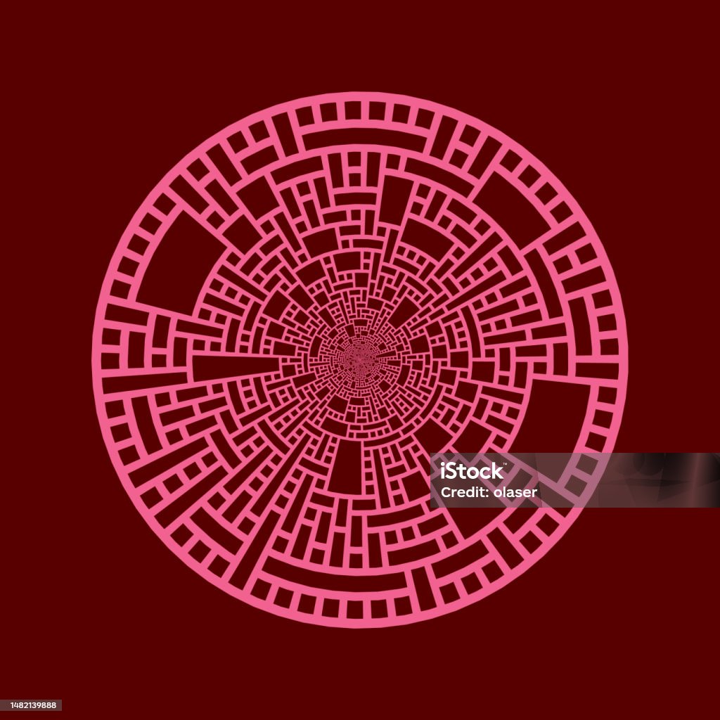 Circular Shape Pink On Red Rectangular Pattern Stock Illustration ...