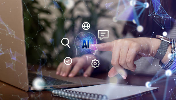istock Business woman uses AI smart technology digital chat bot, robot app, conversation 1482140593