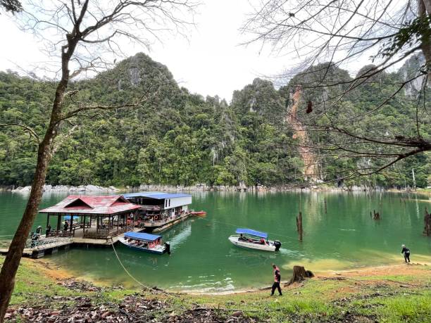 istock Tranquil view towards the lake and boathouse 1482142906