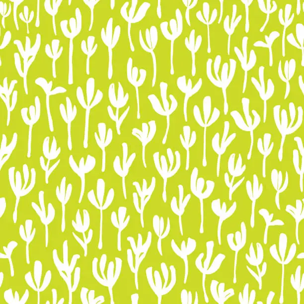 Vector illustration of Abstract, simple floral seamless repeat pattern.