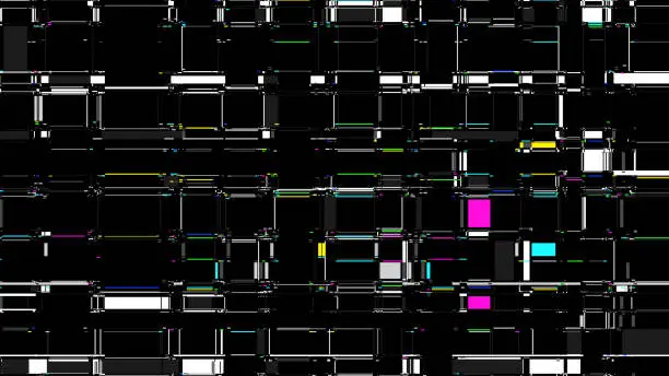 Vector illustration of Glitch background. Computer screen error. Digital pixel noise abstract design. Television signal fail. Technic problem wallpaper.