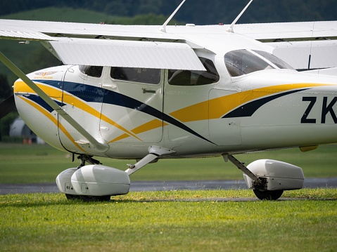 Auckland, New Zealand – November 09, 2022: The Cessna 172 small plane at Ardmore Airport, Auckland, New Zealand.