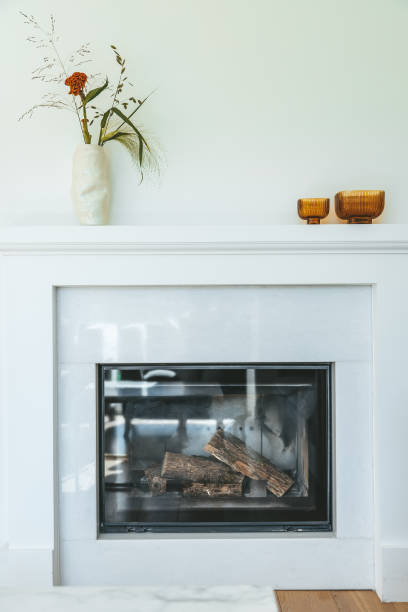 istock Cozy fireplace in a contemporary apartments 1482147673