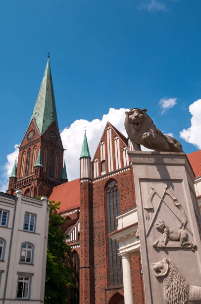 Lion Monument And Cathedral in Schwerin