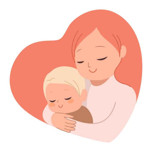 Mother Embracing Baby vector art illustration