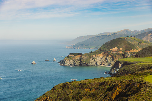 Coastline scenery on Pacific Coast Highway near Big Sur in California, USA