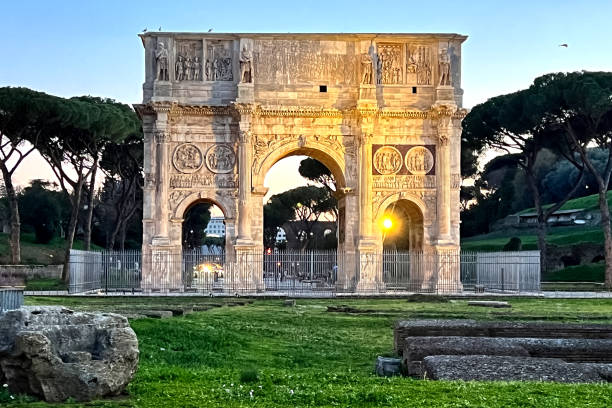 Arch of Constantine in Rome, at the sunset