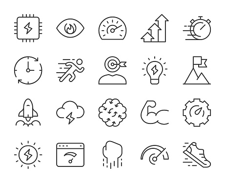Performance Light Line Icons Vector EPS File.