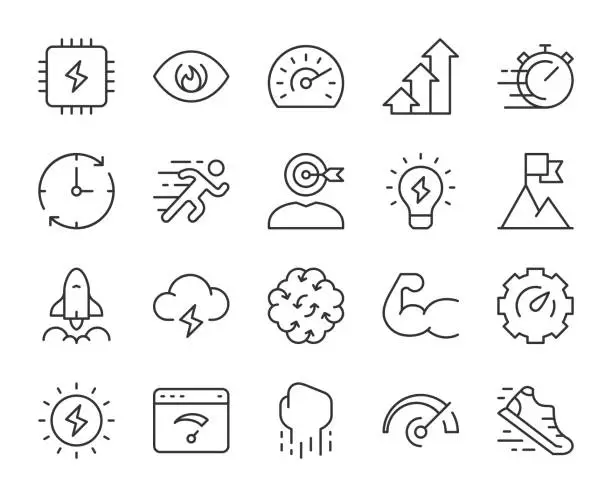 Vector illustration of Performance - Light Line Icons