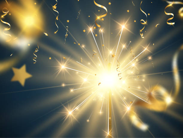 istock Vector illustration of sparklers on a transparent background. 1482167212