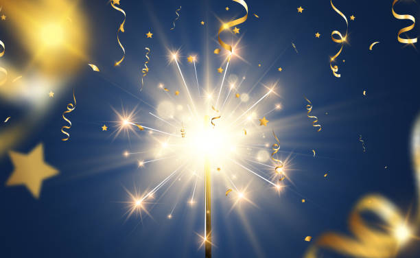 istock Vector illustration of sparklers on a transparent background. 1482167340