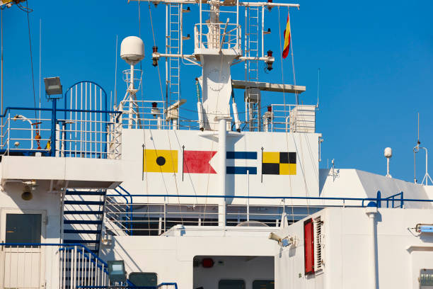 Nautical concept with signal flags according to IMO standards used to communicate between ships