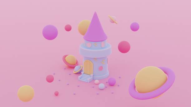 istock Castle 3D model. Cartoon style 1482172118