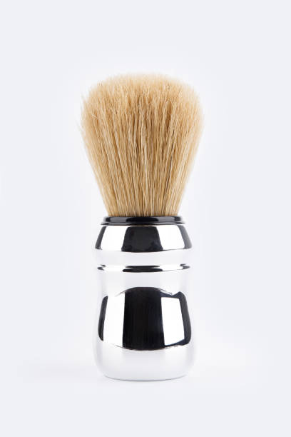 istock Shaving brush. Shaving brush with chrome handle and natural bristles isolated on white background. Shaving accessories. Hygiene. Grooming with a beard. 1482174111
