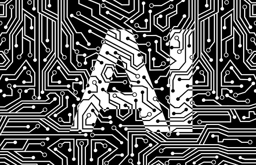 Black and white AI circuit board