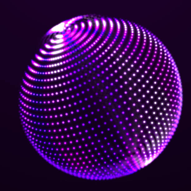 istock Abstract 3d sphere. Futuristic dots background. Colored music surface. 3d rendering. 1482177606