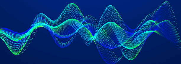 istock Colored sound wave. Equalizer for music. Futuristic dots background. 3D rendering. widescreen 1482178334