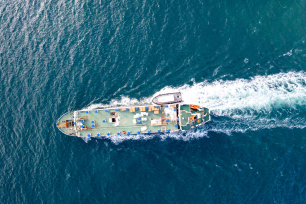 istock Aerial view of a heavy loaded container cargo vessel 1482180554