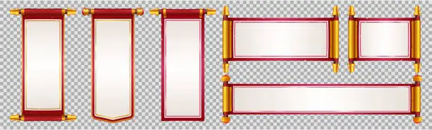 Vector illustration of Chinese paper scroll vector dialogue frame set