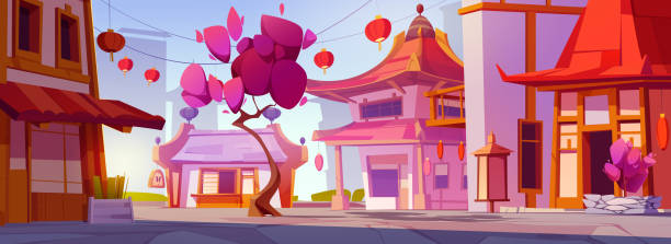 istock Street in Chinatown with cherry blossom landscape 1482180763