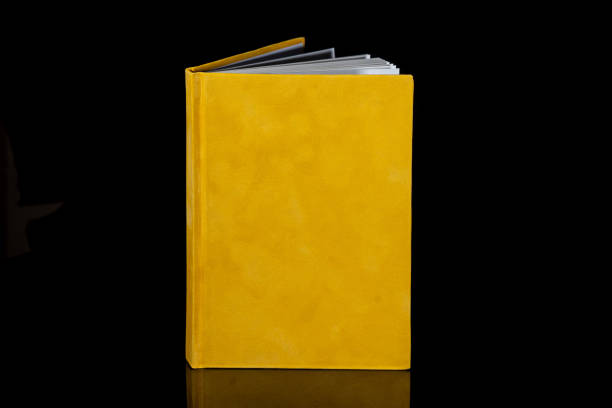 close up of a blank velour fluffy notebook on black background with clipping path