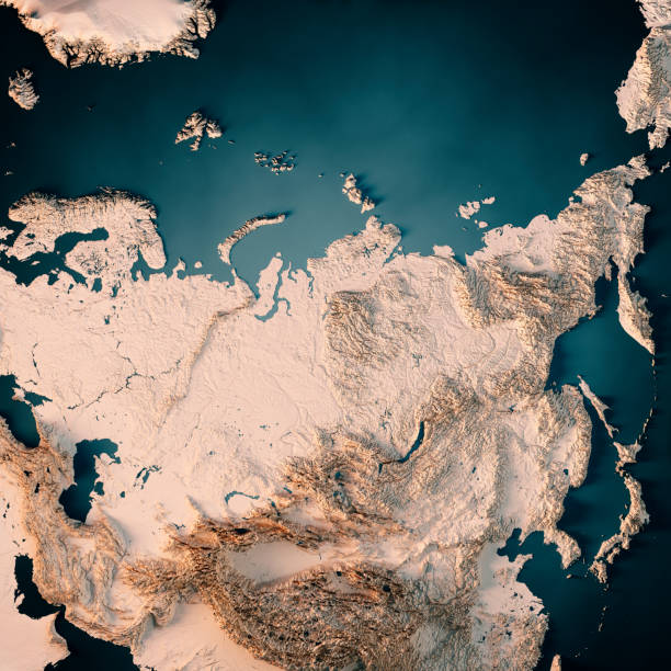 istock Russia 3D Render Topographic Map Dark Ocean Neutral 1482181849