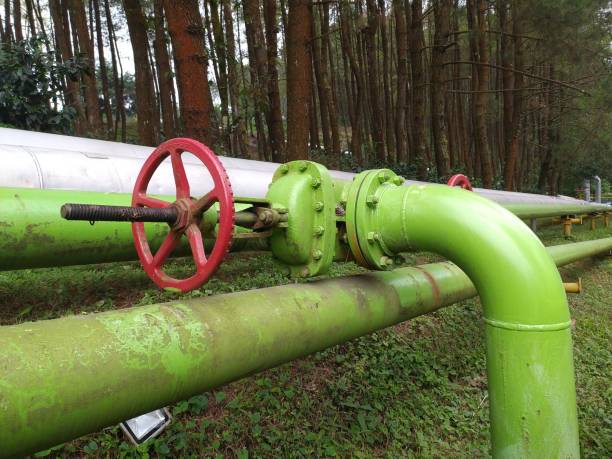 Industrial valve  pressure gauge and piping  cooling system in the factory