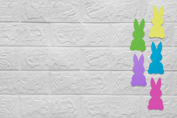 istock Room decor with paper rabbits. Copy space. 1482185265