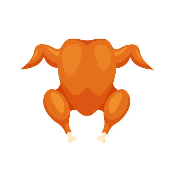Vector illustration of Roast turkey or chicken top view.