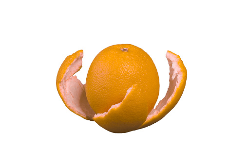 Closed up part of orange fruit (black background)