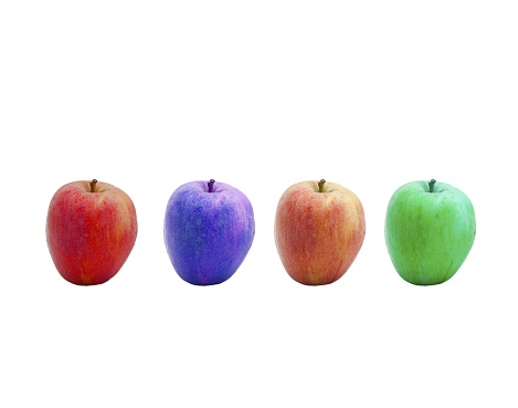 some colored apples isolated on a transparent background