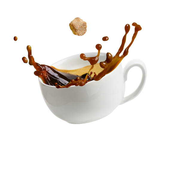 istock A cup of coffee with splash isolated on a white 1482189672