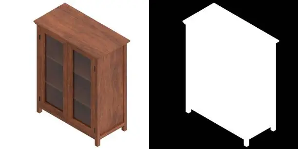 3D rendering illustration of a 2 door floor storage cabinet