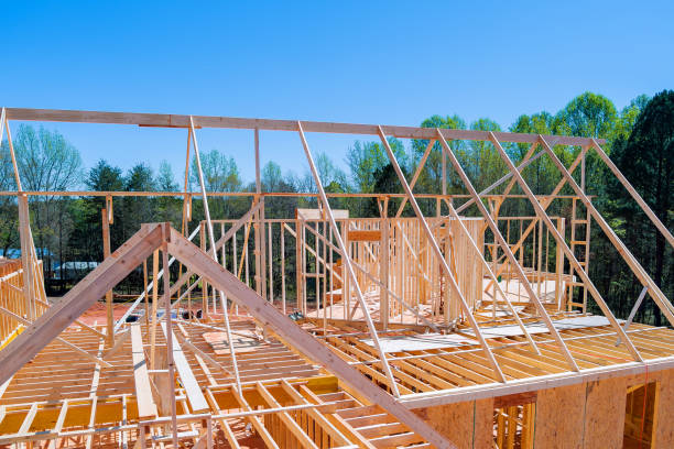 istock Framework framing beam stick during construction of a new house 1482194965