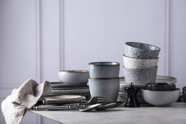 istock Craft ceramic plates, bowls and cups 1482195353