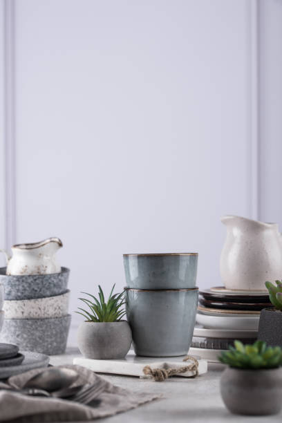 istock Craft ceramic plates, bowls and cups 1482195357