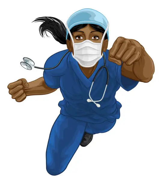 Vector illustration of Nurse Doctor Woman Super Hero Medical Concept