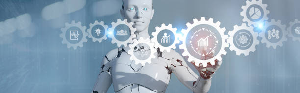 istock Using automation to increase productivity. Industrial management in efficiency and efficient process with robotic process automation (RPA). Digital and business transformation, fastest-growing concept 1482200799