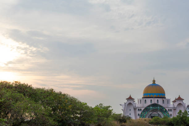 istock Beautiful sunset view at Malacca Straits Mosque, Melaka, Malaysia 1482200803