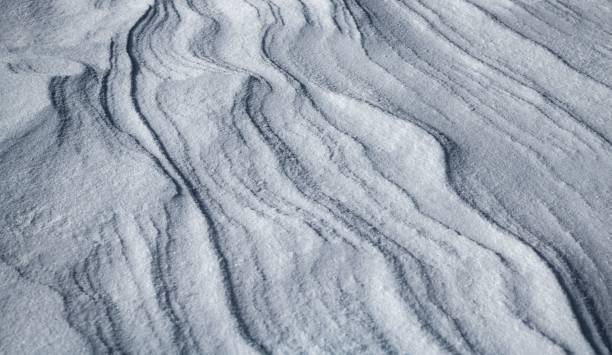 istock Closeup of snow drift patterns on the ground outdoors 1482201038