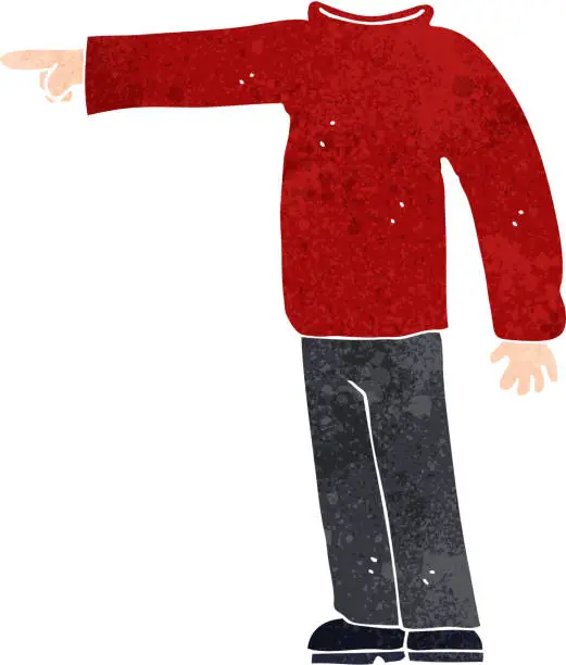 Vector illustration of cartoon headless man pointing