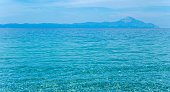 view of the Athos peninsula and Mount Athos from Sithonia