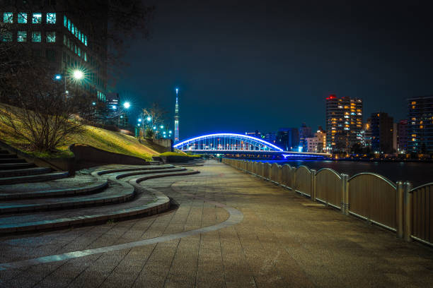 Tokyo city and sumida river at night