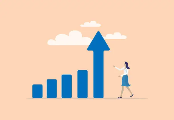 Vector illustration of Arrow up graph.