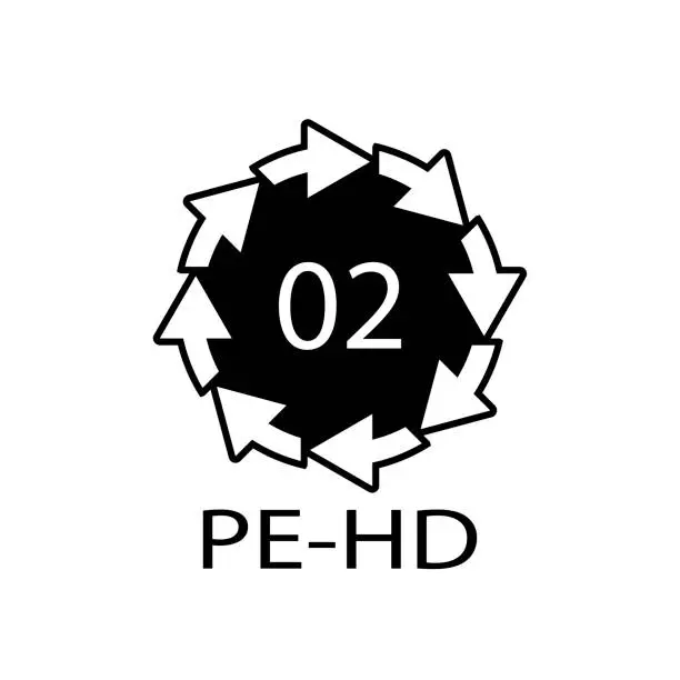 Vector illustration of High-density Polyethylene 02 PE-HD Icon Symbol