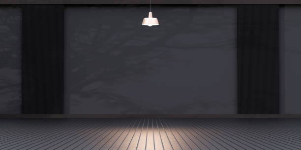 istock Minimal empty room scene Interior slatted floors and slatted walls Empty stage background 3D illustration 1482212093