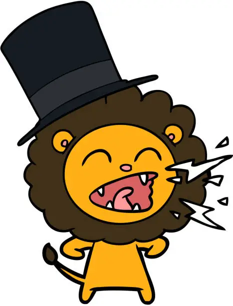 Vector illustration of cartoon roaring lion