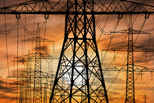 high voltage pylons for transmission of energy