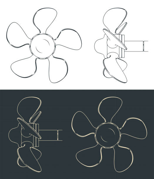 чертежи винтовых винтов - screw propeller stock illustrations