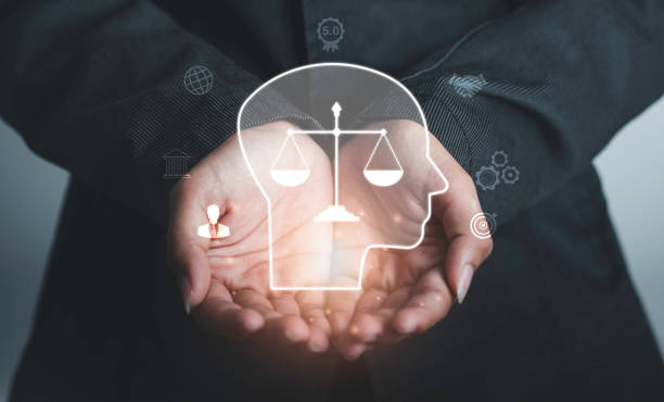 istock Business ethics Behavior and manners concept.  Businessman hold Ethics inside human mind integrity and moral symbols Company ethics culture, ESG. 1482218588
